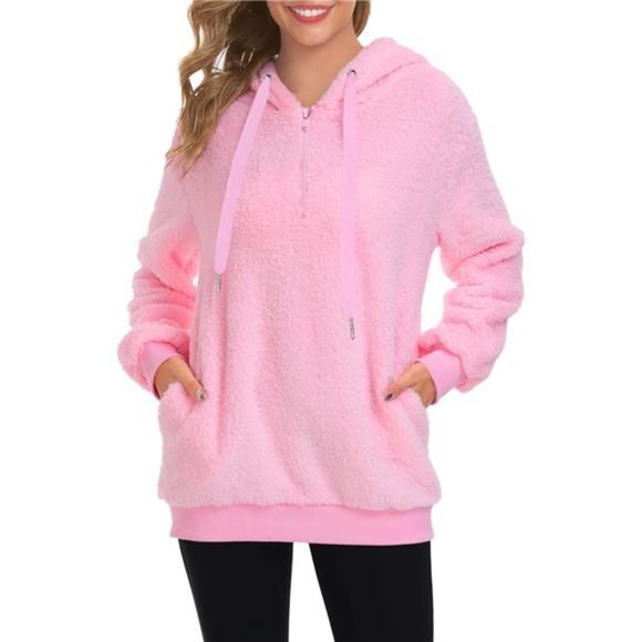 Hoodies for Women Fuzzy Oversized Sweatshirt Zip Up Fleece Pullover FluffySherpa - Picture 2 of 6